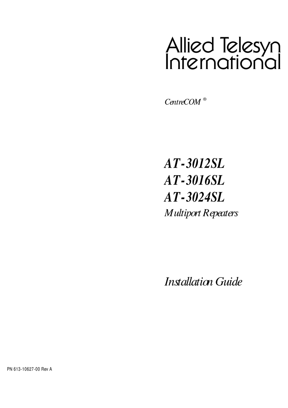 Allied Telesis At 3012sl Installation Manual Pdf Download Manualslib