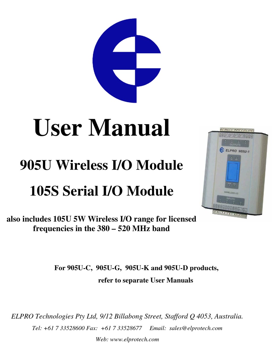 Elpro 905u User Manual Pdf Download Manualslib