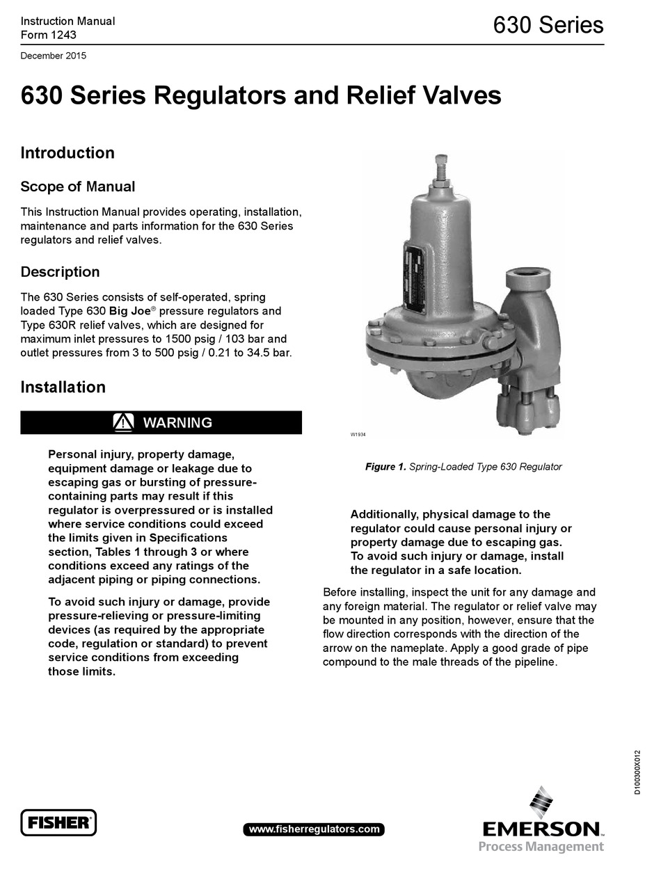 EMERSON FISHER 630 SERIES INSTRUCTION MANUAL Pdf Download | ManualsLib