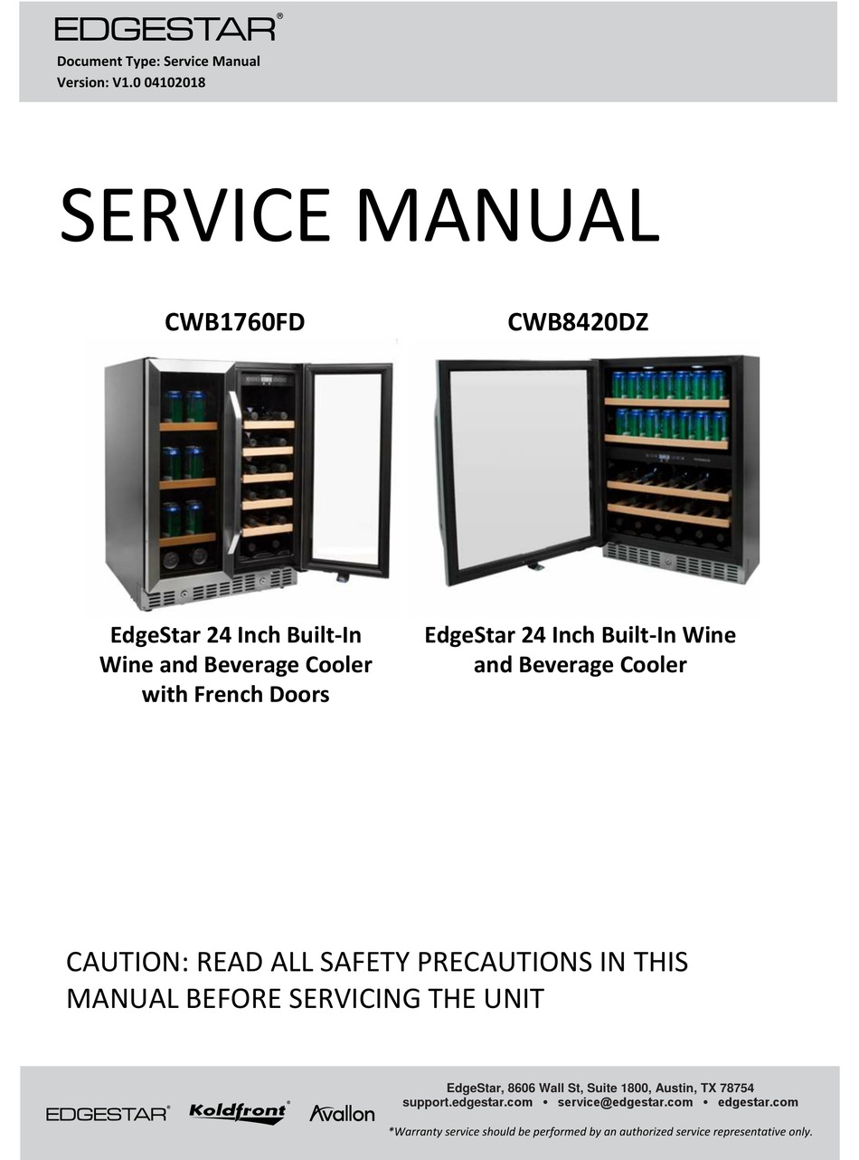 Edgestar Cwb8420dz Service Manual Pdf Download Manualslib