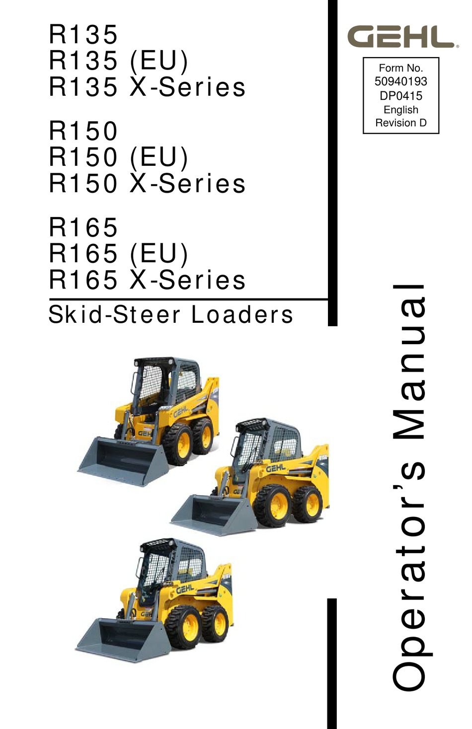 Gehl R135 Operator S Manual Pdf Download Manualslib