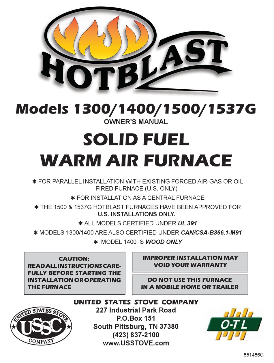 HOTBLAST 1300 OWNER'S MANUAL Pdf Download | ManualsLib