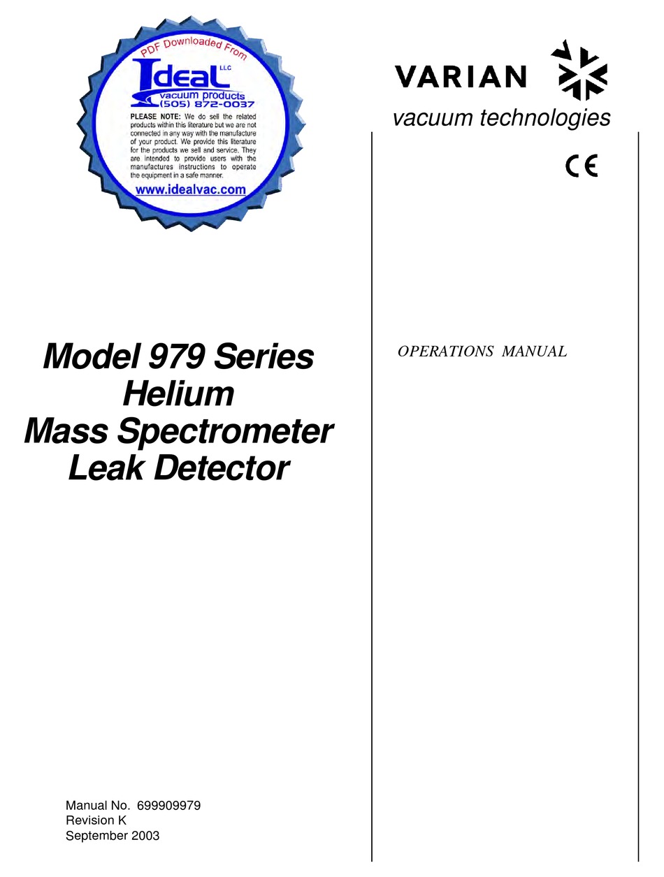 VARIAN 979 SERIES OPERATION MANUAL Pdf Download ManualsLib