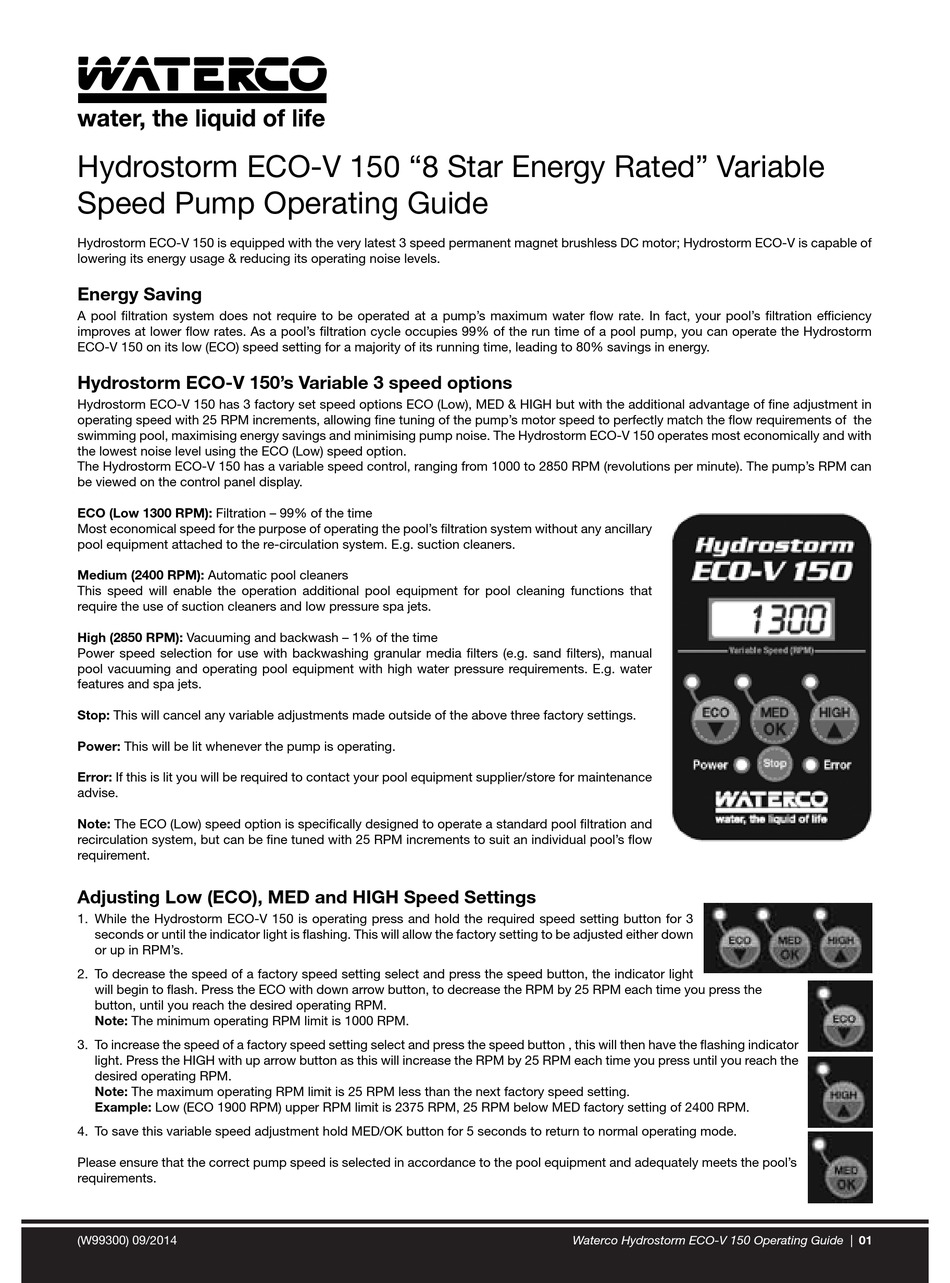 WATERCO HYDROSTORM ECOV 150 OPERATING MANUAL Pdf Download ManualsLib