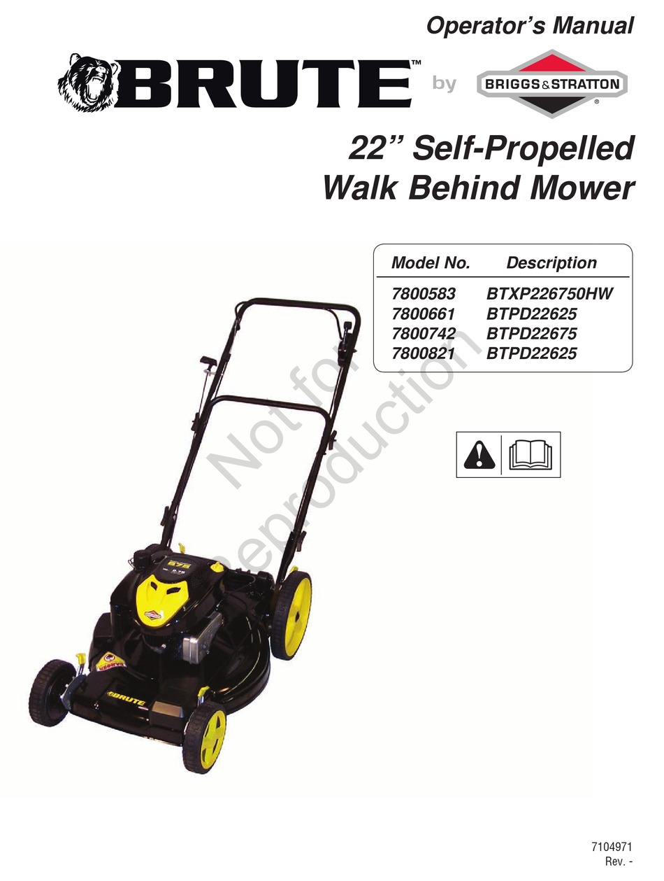 Brute lawn best sale mower manual