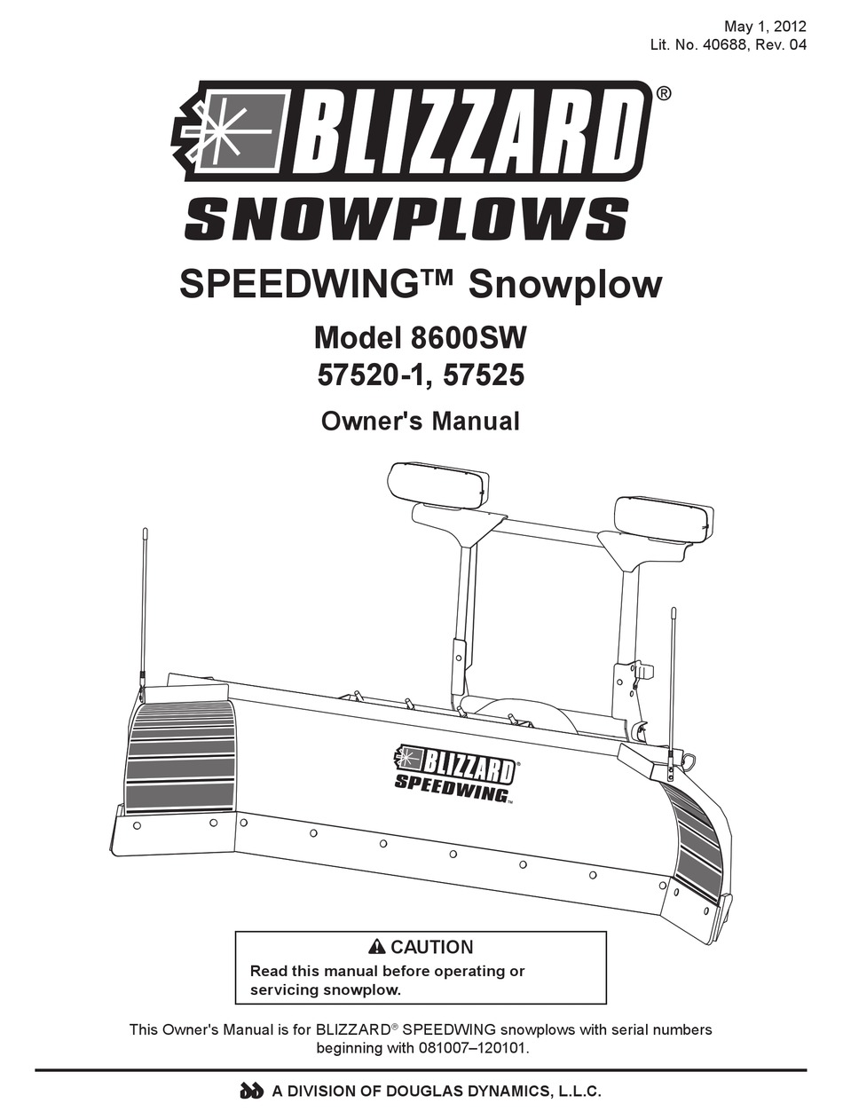 Printable Blizzard Speedwing 8600 Parts List