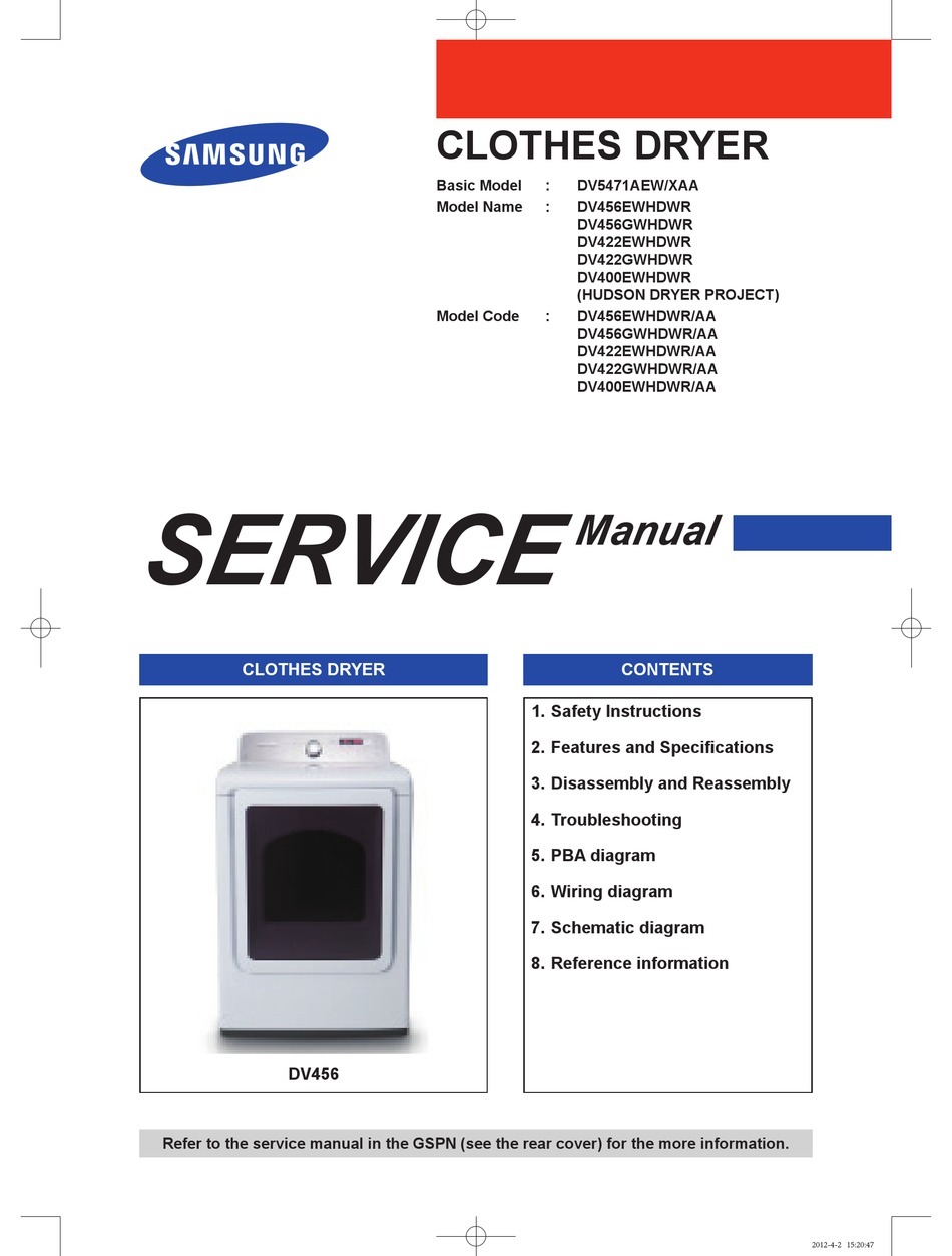 SAMSUNG DV5471AEW/XAA SERVICE MANUAL Pdf Download | ManualsLib