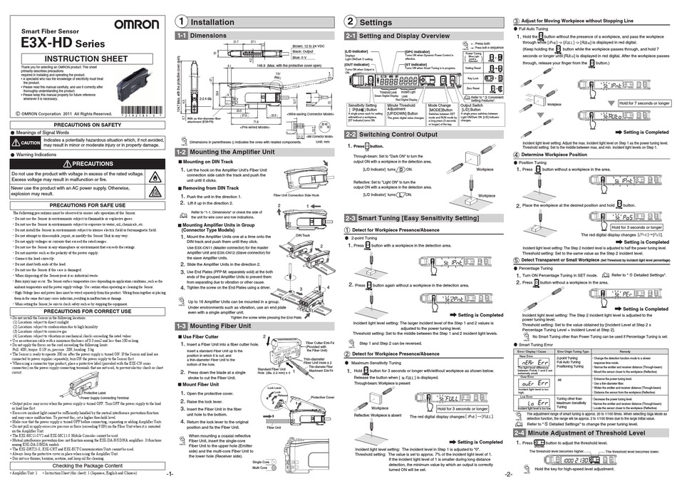 OMRON E3X-HD6 INSTRUCTION SHEET Pdf Download | ManualsLib