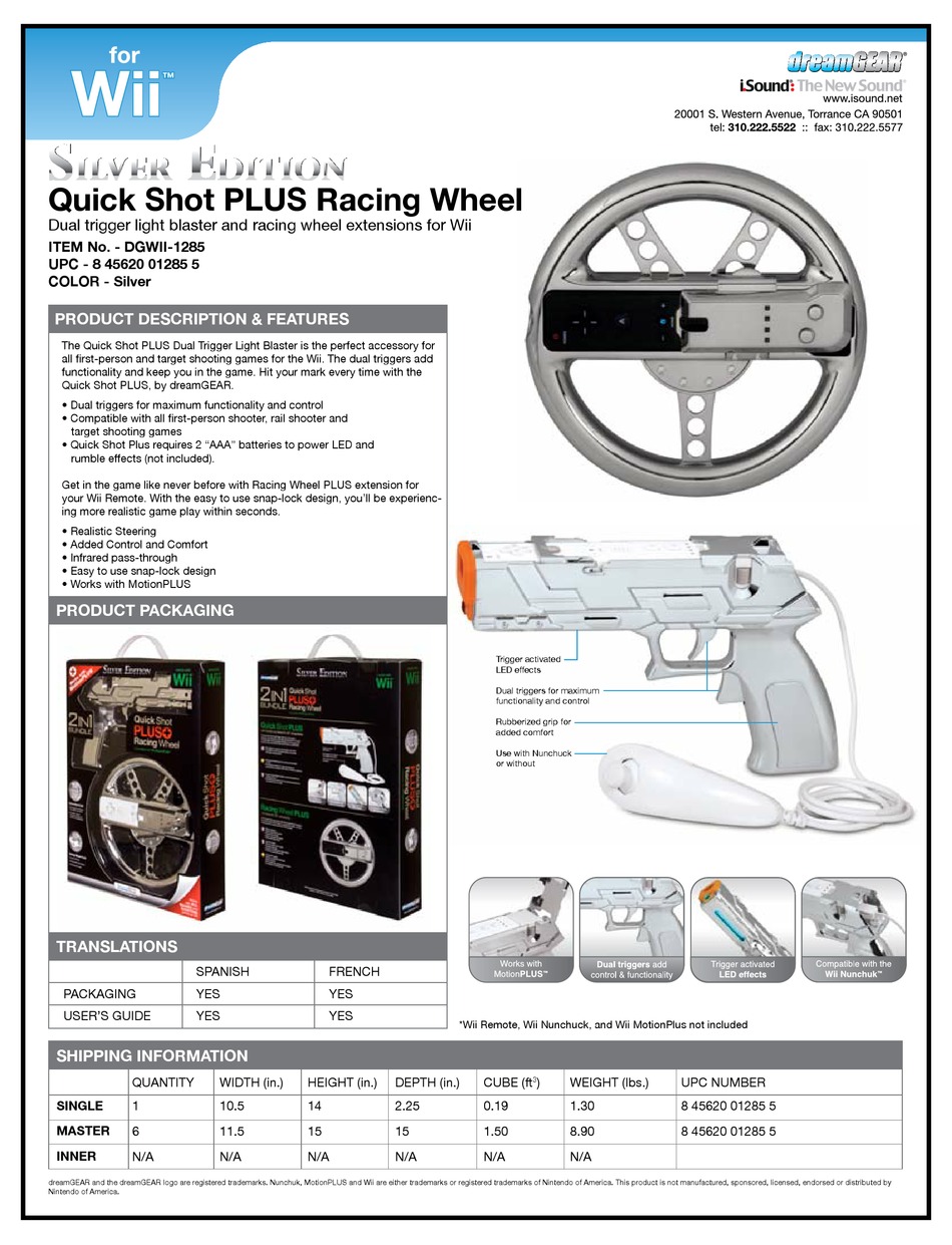 DREAMGEAR DGWII-1285 USER MANUAL Pdf Download | ManualsLib