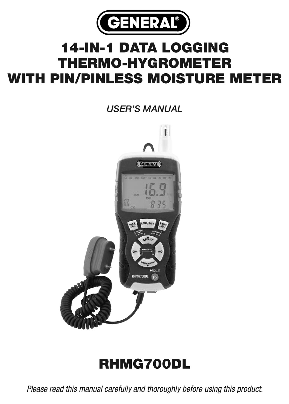 General Tools 9-in-1 Thermo-Hygrometer Pin/Pinless Moisture Meter