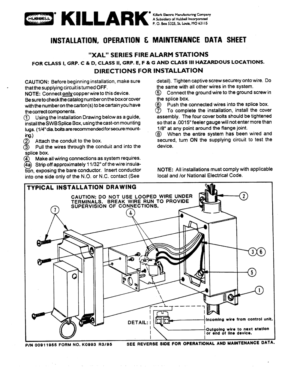 KILLARK XAL-53 INSTALLATION, OPERATION AND MAINTANANCE Pdf Download ...