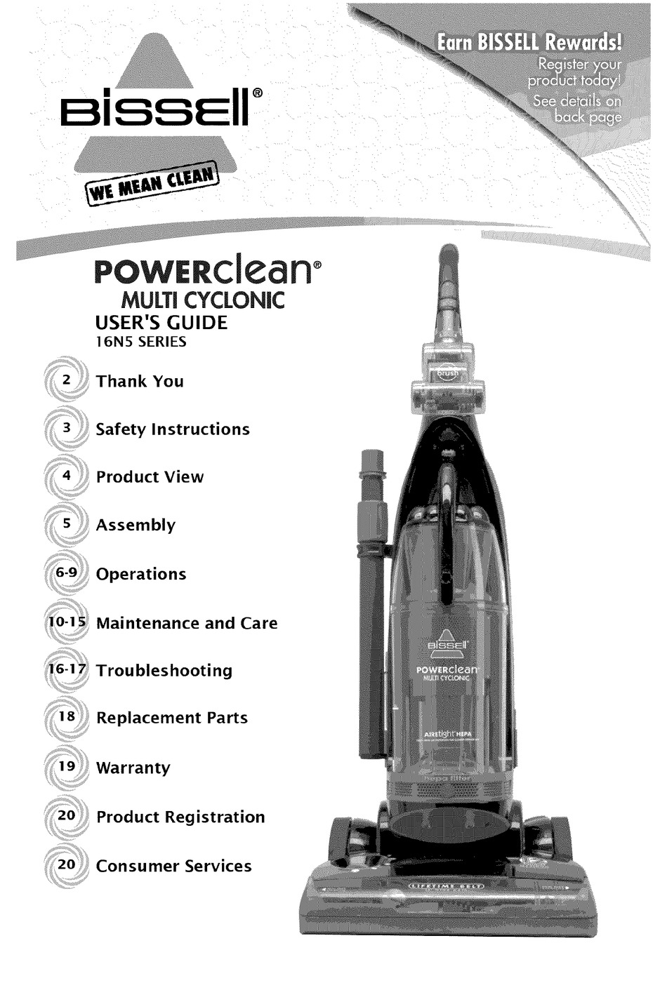BISSELL POWERCLEAN MULTI CYCLONIC 16N5 