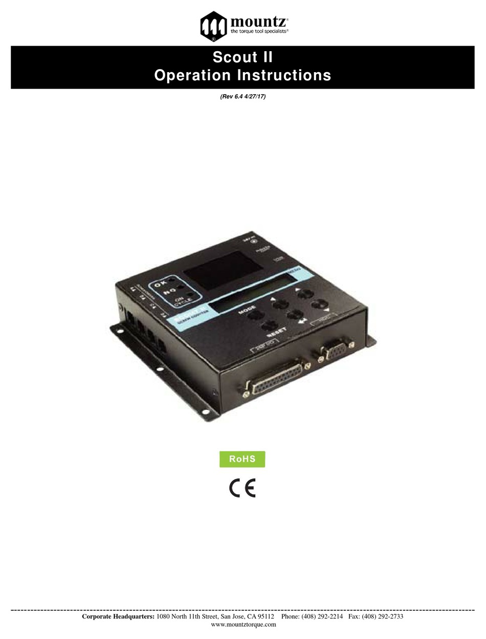 MOUNTZ SCOUT II OPERATION INSTRUCTIONS MANUAL Pdf Download ManualsLib