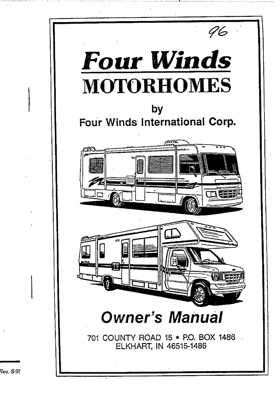 FOUR WINDS INTERNATIONAL CHATEAU 1996 OWNER'S MANUAL Pdf Download