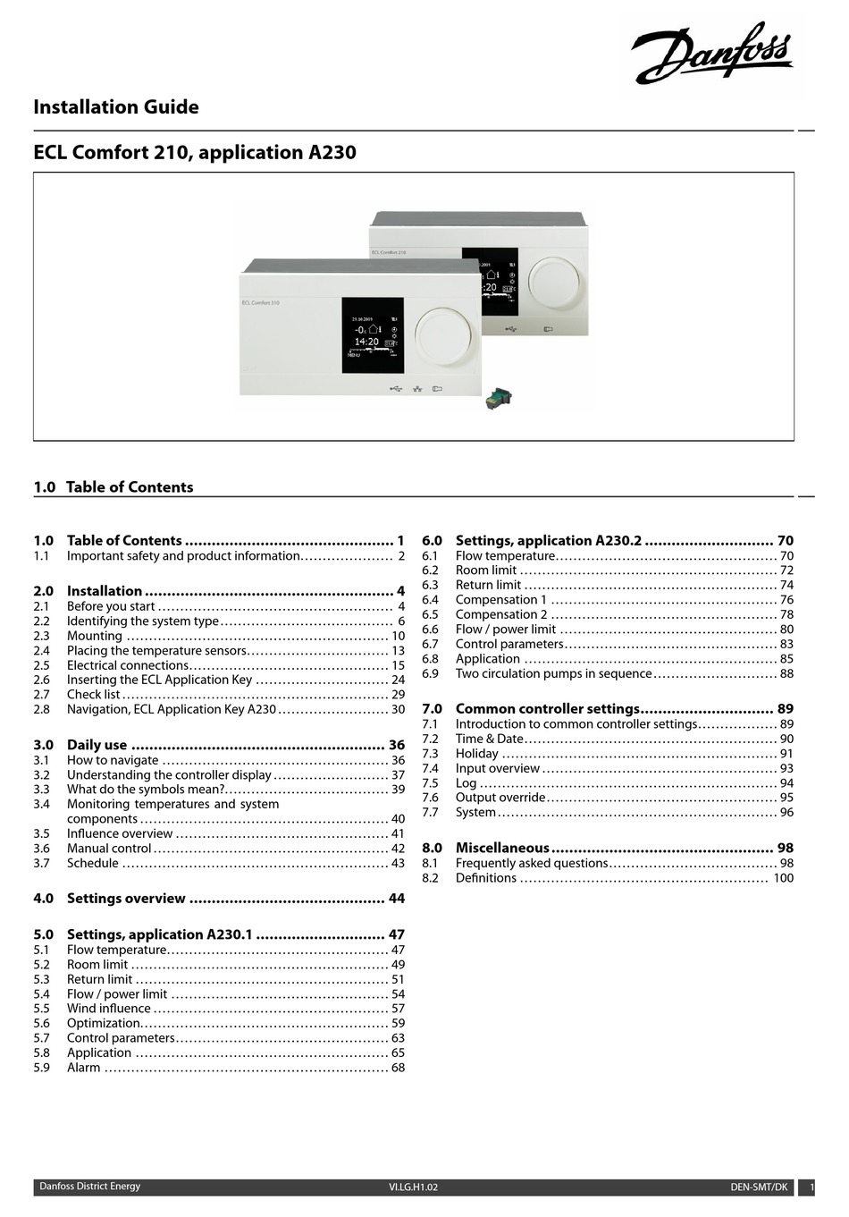 DANFOSS ECL COMFORT 210 INSTALLATION MANUAL Pdf Download | ManualsLib