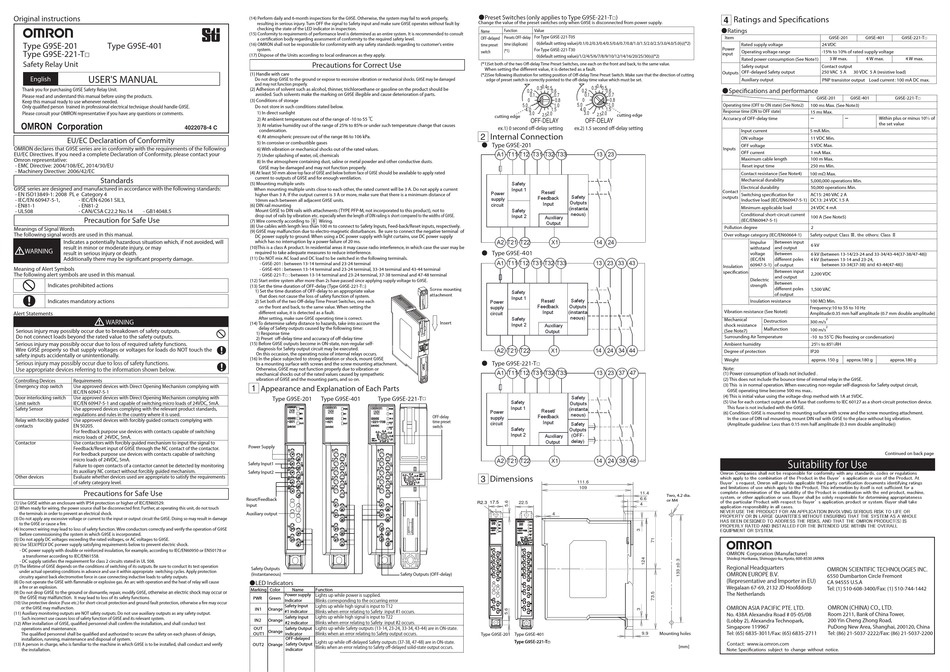 Omron G9se 201 User Manual Pdf Download Manualslib