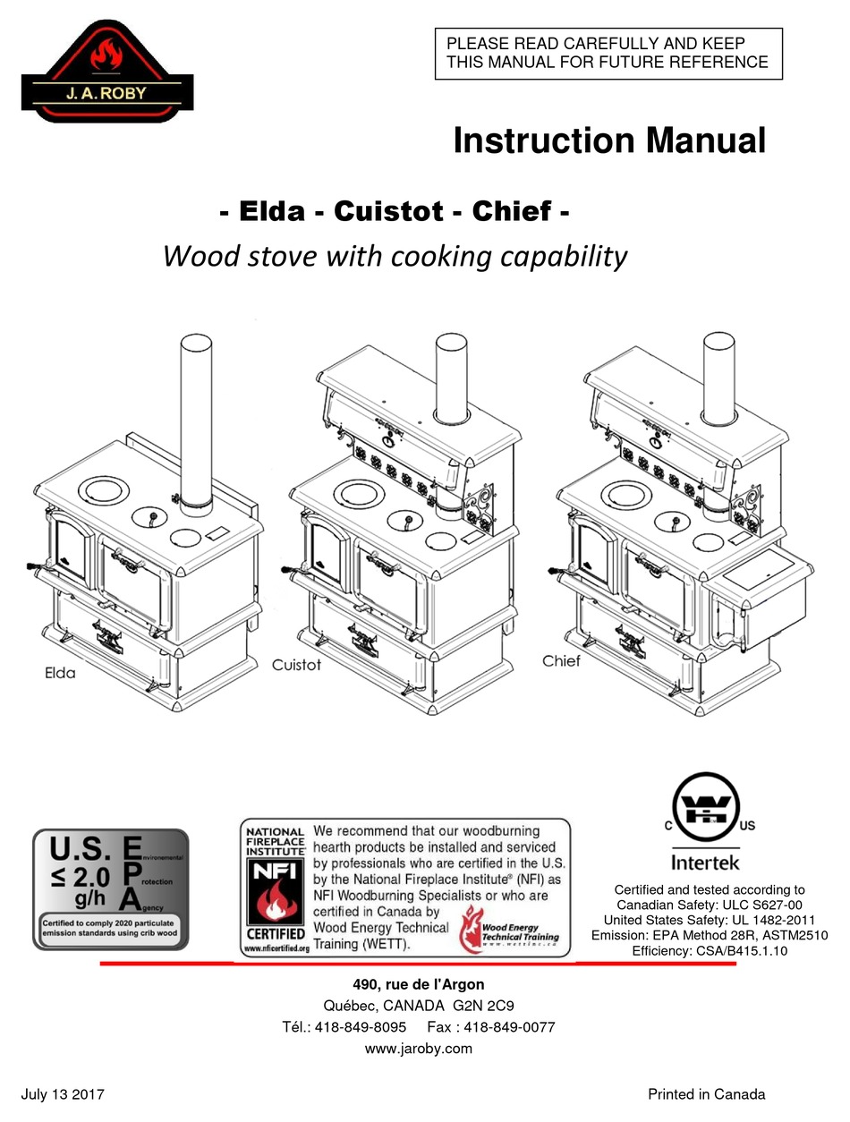 J.A Roby Chief Wood Cook Stove w/Side Water Reservoir