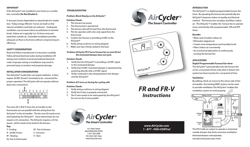 AIRCYCLER FR INSTRUCTIONS Pdf Download ManualsLib