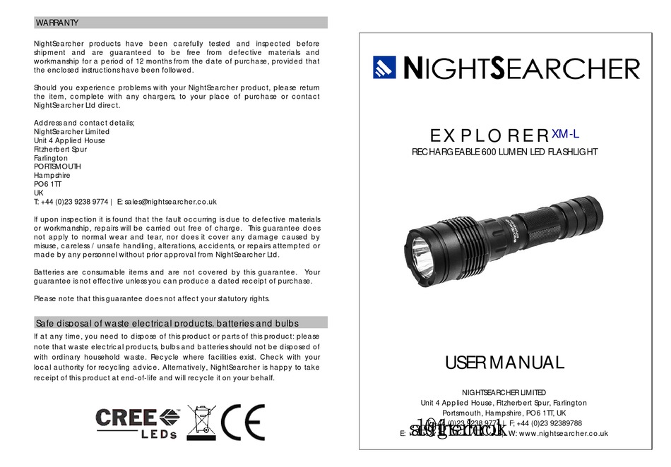 Nightsearcher Explorer Xm L User Manual Pdf Download Manualslib