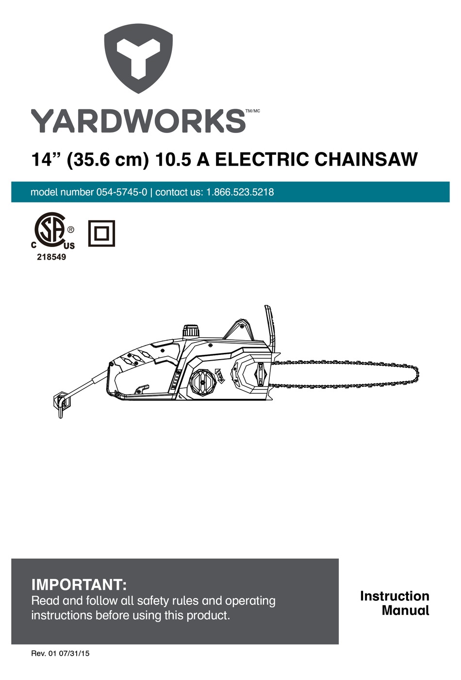 YARDWORKS 054-5745-0 INSTRUCTION MANUAL Pdf Download | ManualsLib