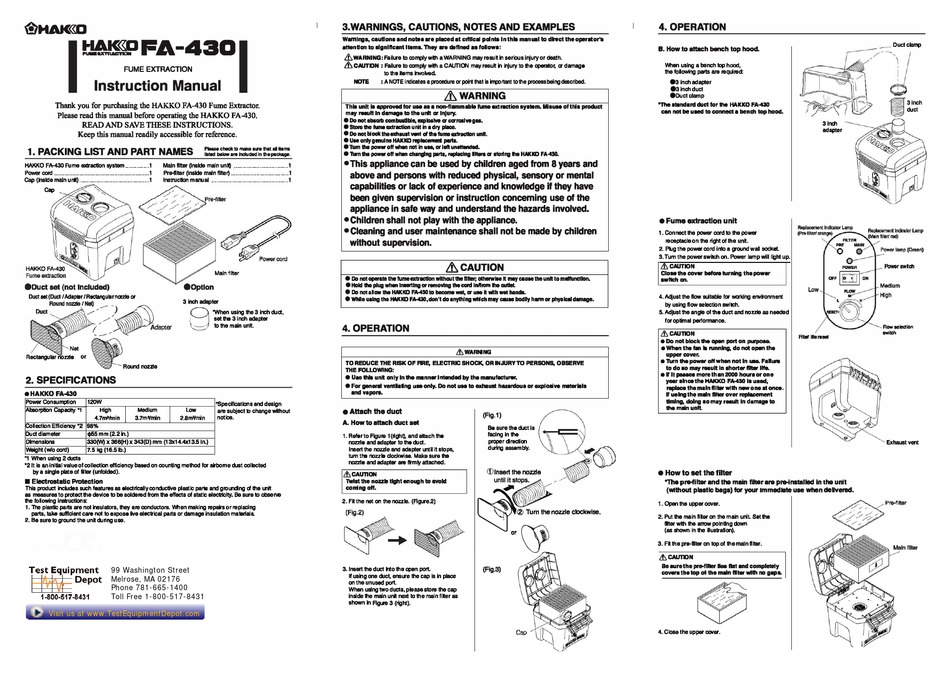 HAKKO ELECTRONICS FA-430 INSTRUCTION MANUAL Pdf Download | ManualsLib