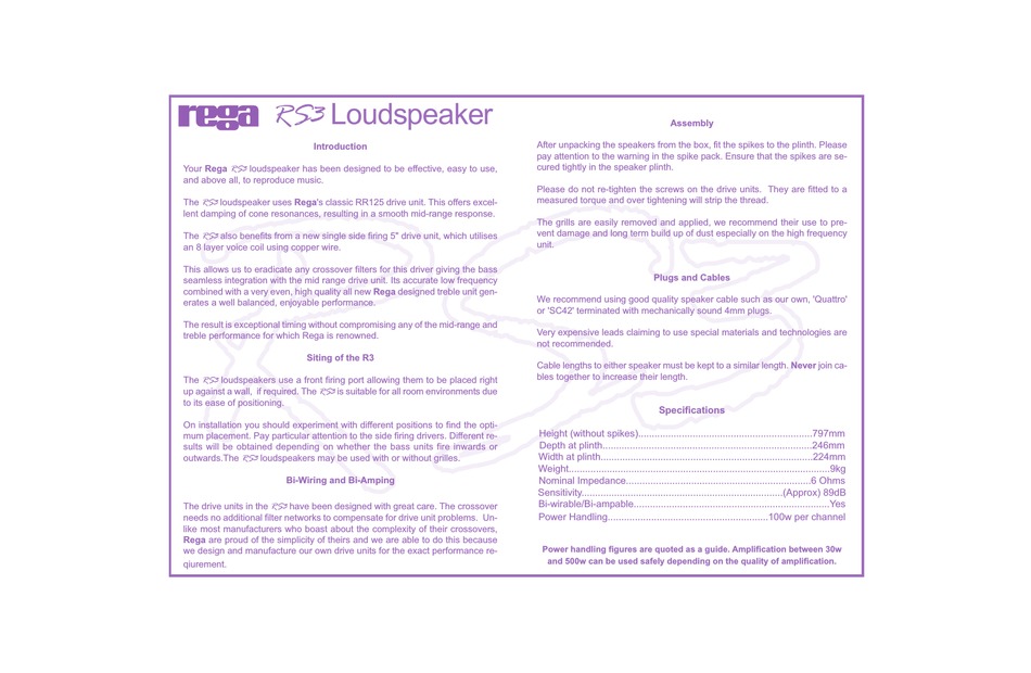 REGA RS3 MANUAL Pdf Download ManualsLib