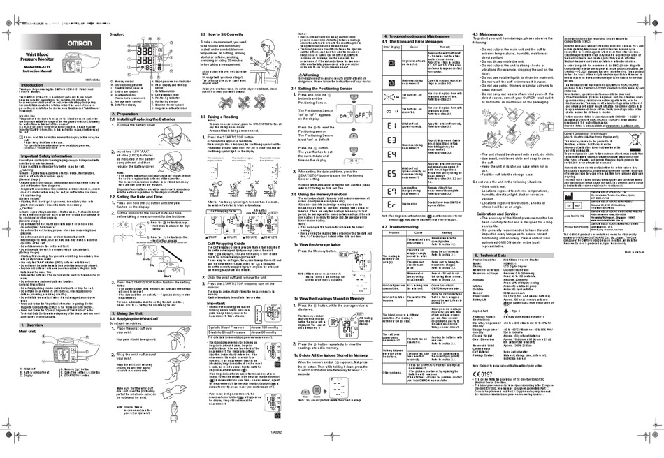 User manual Omron M3 HEM-7154-E (English - 98 pages)
