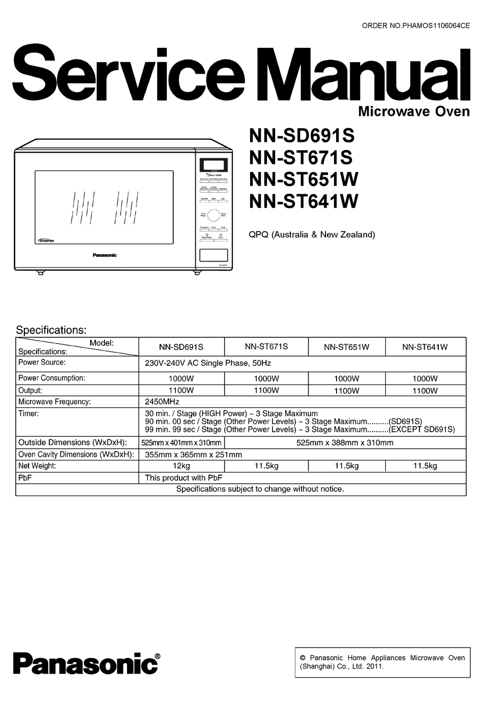 PANASONIC NN-SD691S SERVICE MANUAL Pdf Download | ManualsLib