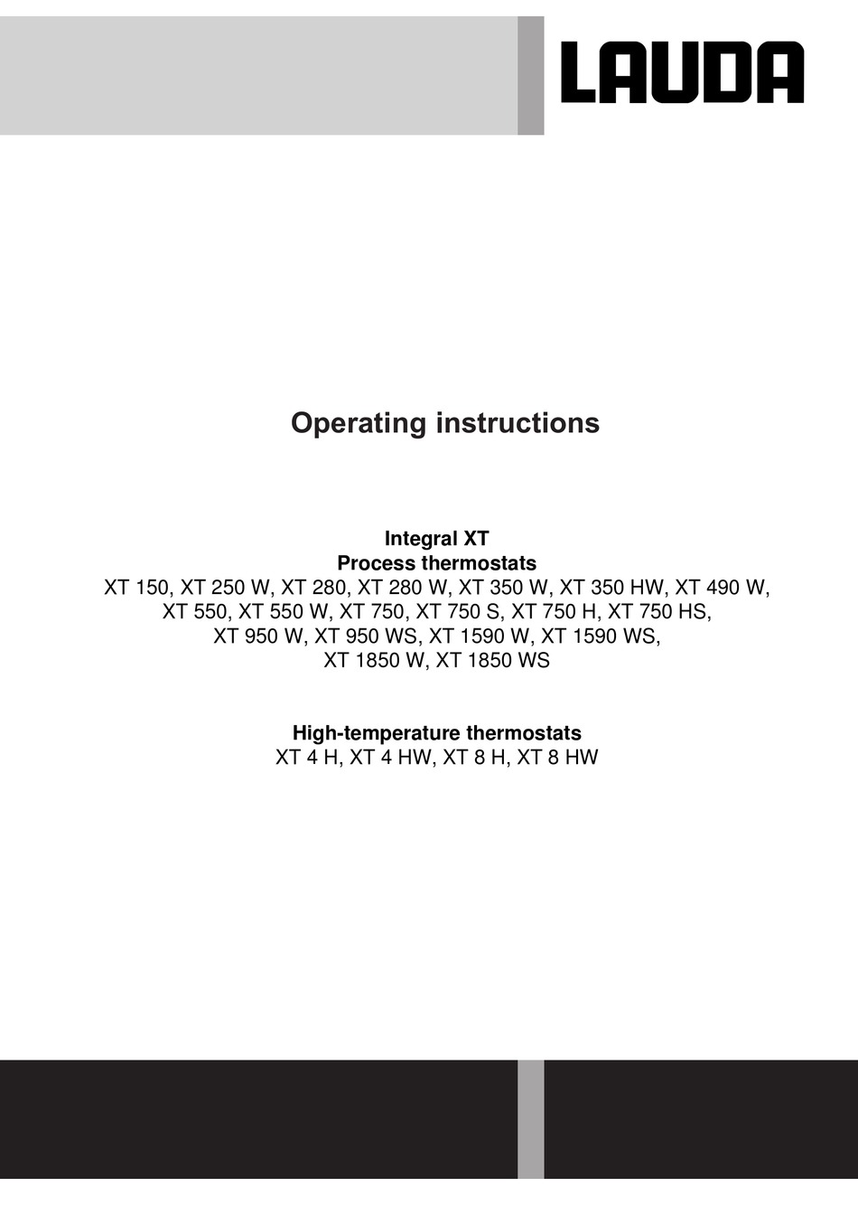 Lauda Integral Xt 150 Operating Instructions Manual Pdf Download Manualslib