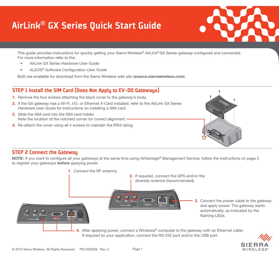 SIERRA WIRELESS AIRLINK GX SERIES QUICK START MANUAL Pdf Download SIERRA WIRELESS AIRLINK GX SERIES QUICK START MANUAL Pdf Download