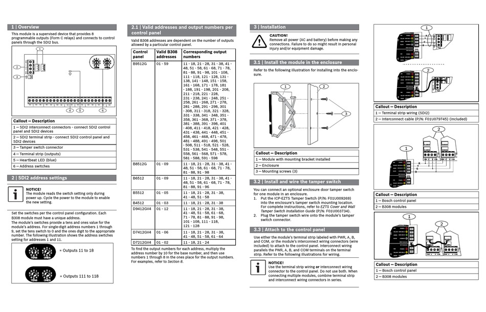 BOSCH B308 INSTALLATION MANUAL Pdf Download | ManualsLib