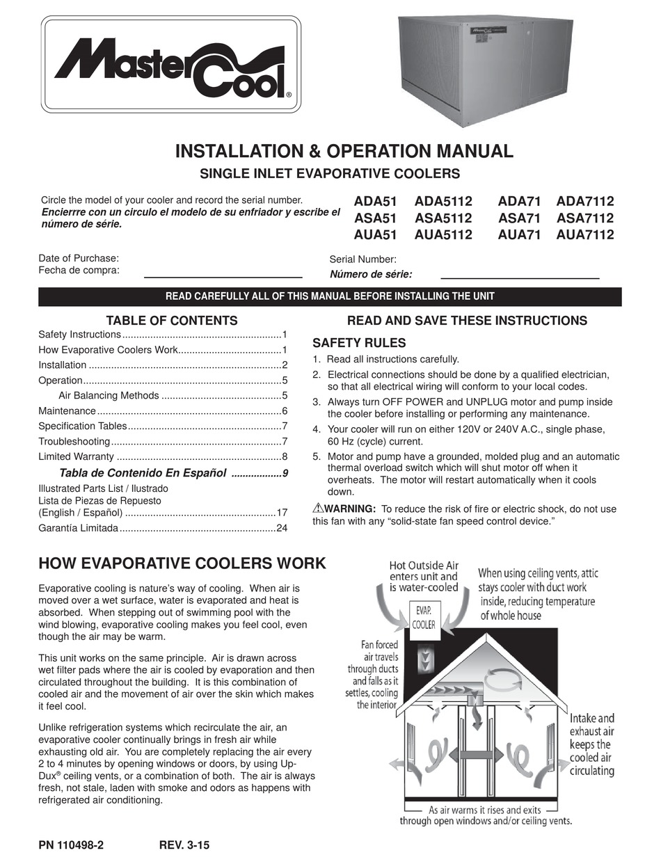 MASTERCOOL ADA51 INSTALLATION & OPERATION MANUAL Pdf Download ManualsLib