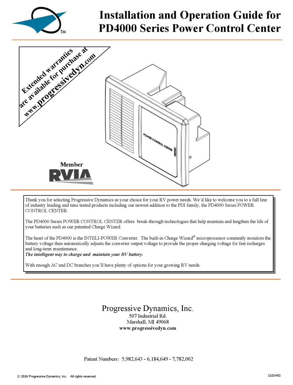 PROGRESSIVE DYNAMICS PD4045 INSTALLATION AND OPERATION MANUAL Pdf