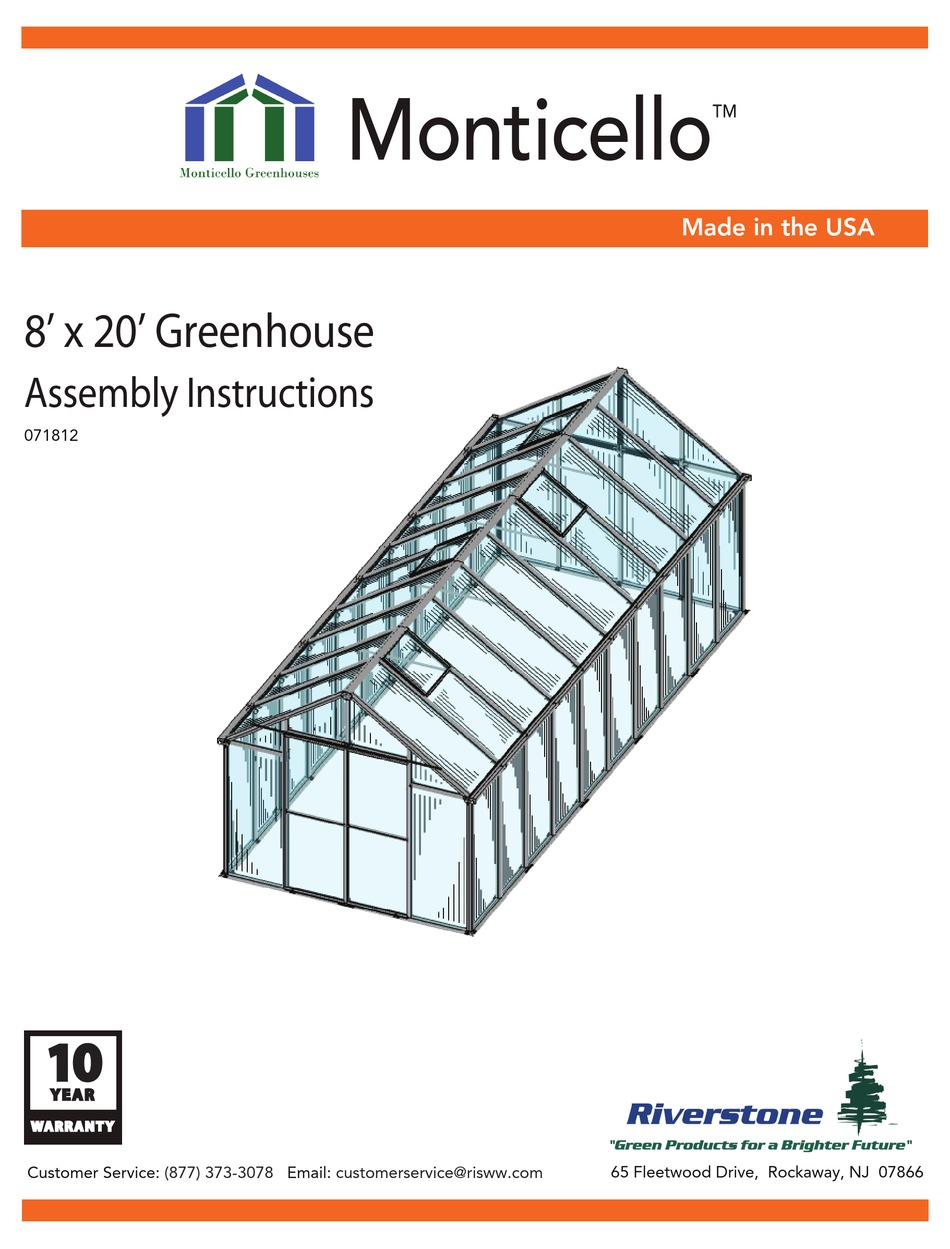 RIVERSTONE NETWORKS MONTICELLO 8X20 ASSEMBLY INSTRUCTIONS MANUAL Pdf