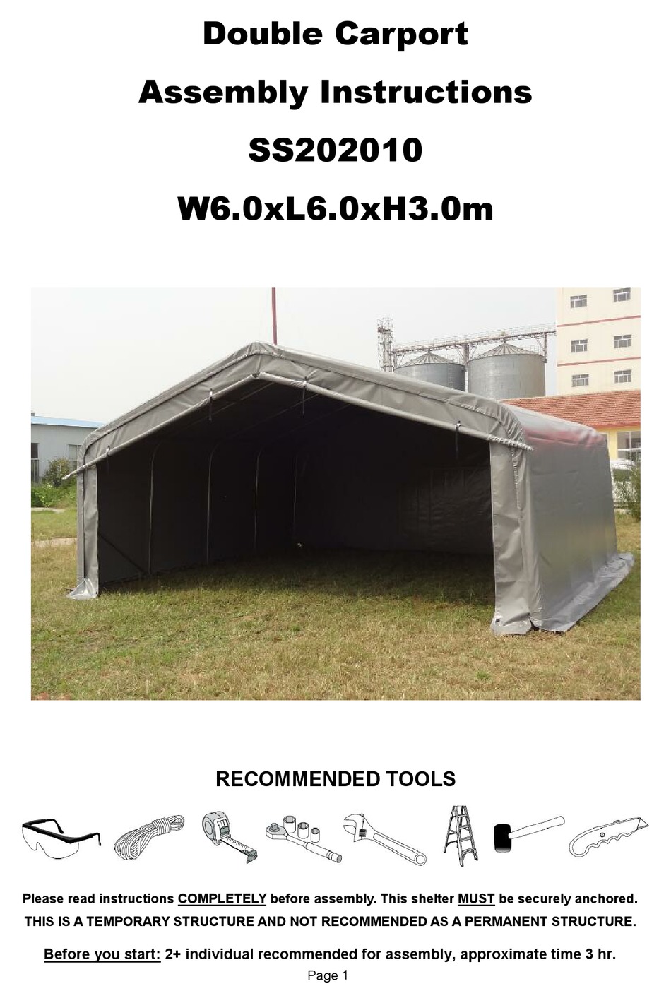 SHELTER SS202010 ASSEMBLY INSTRUCTIONS MANUAL Pdf Download ManualsLib