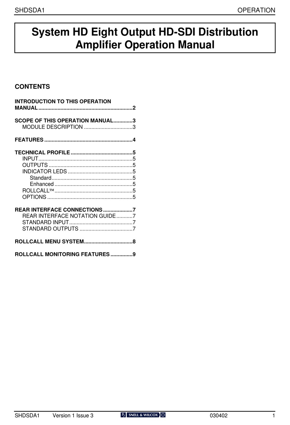 GRASS VALLEY SHDSDA1 OPERATION MANUALS Pdf Download ManualsLib
