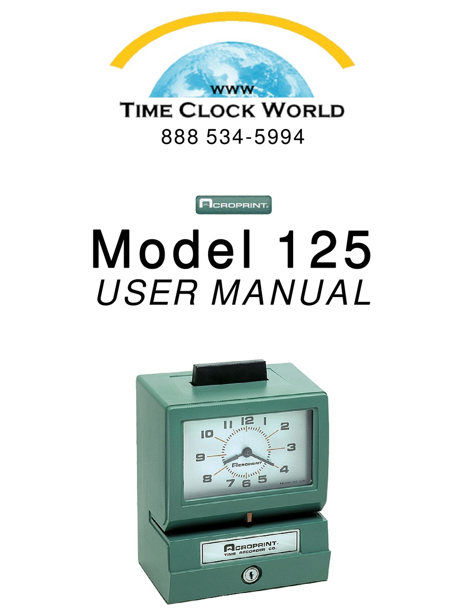 ACROPRINT 125 USER MANUAL Pdf Download ManualsLib