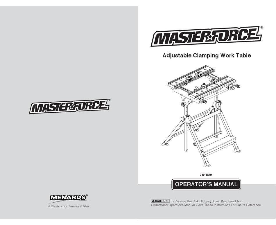 Masterforce adjustable clamping work shop table