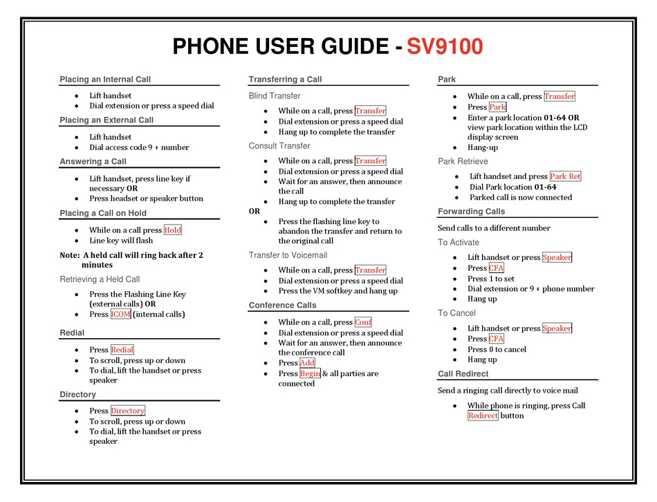 Nec Sv9100 User Guide - Nec Sv9100 Um 8000 Vm Quick Reference Manualzz ...