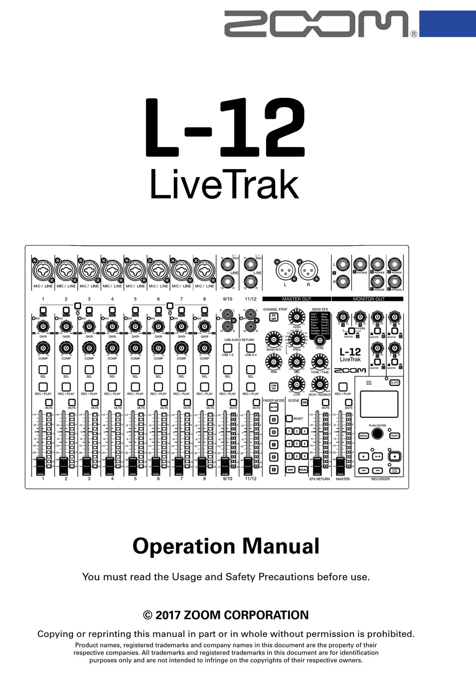 ZOOM LIVETRAK L-12 OPERATION MANUAL Pdf Download | ManualsLib