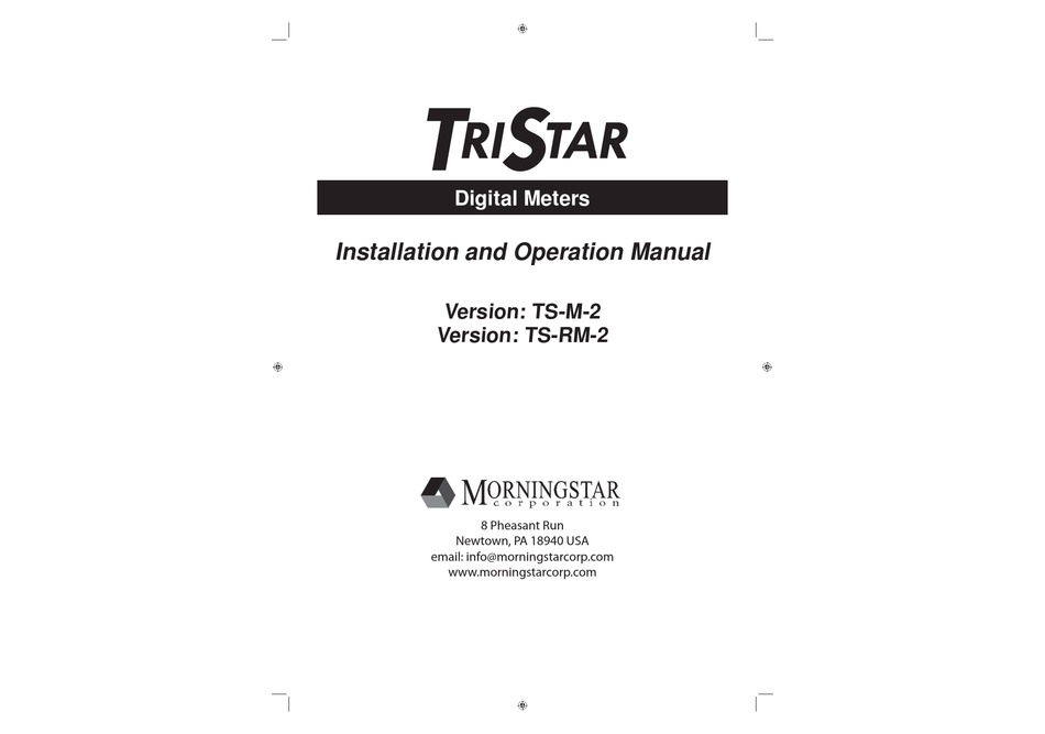 MORNINGSTAR TRISTAR TS-M-2 INSTALLATION AND OPERATION MANUAL Pdf Download |  ManualsLib
