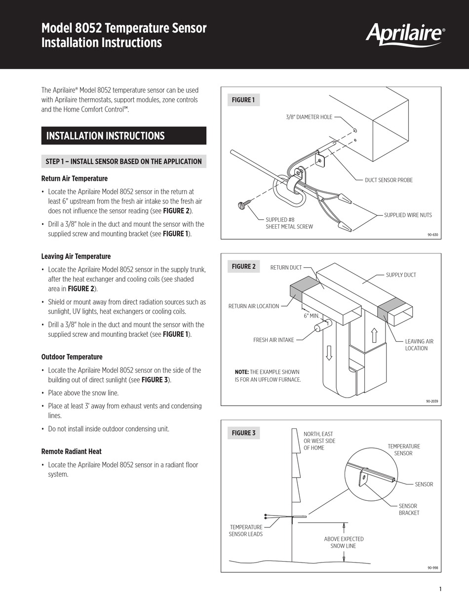 APRILAIRE 8052 INSTALLATION INSTRUCTIONS AND USE Pdf Download ManualsLib