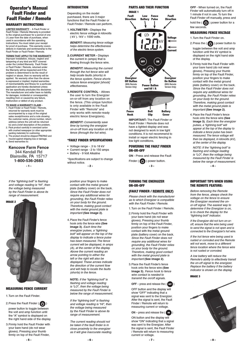 KENCOVE FAULT FINDER OPERATOR'S MANUAL Pdf Download ManualsLib