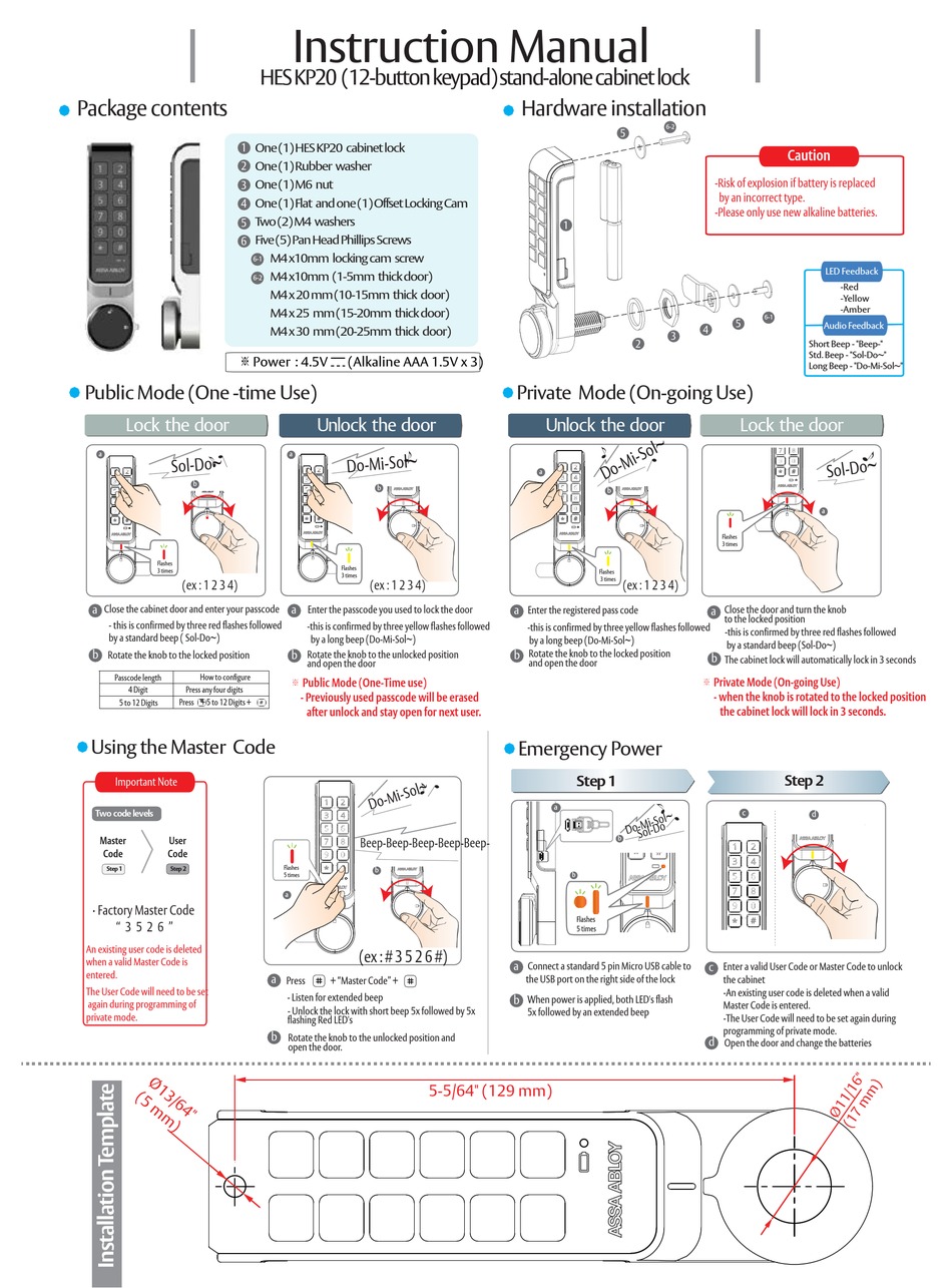 ASSA ABLOY HES KP20 INSTRUCTION MANUAL Pdf Download ManualsLib