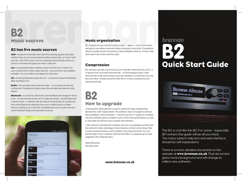 Brennan B2 Quick Start Manual Pdf Download Manualslib