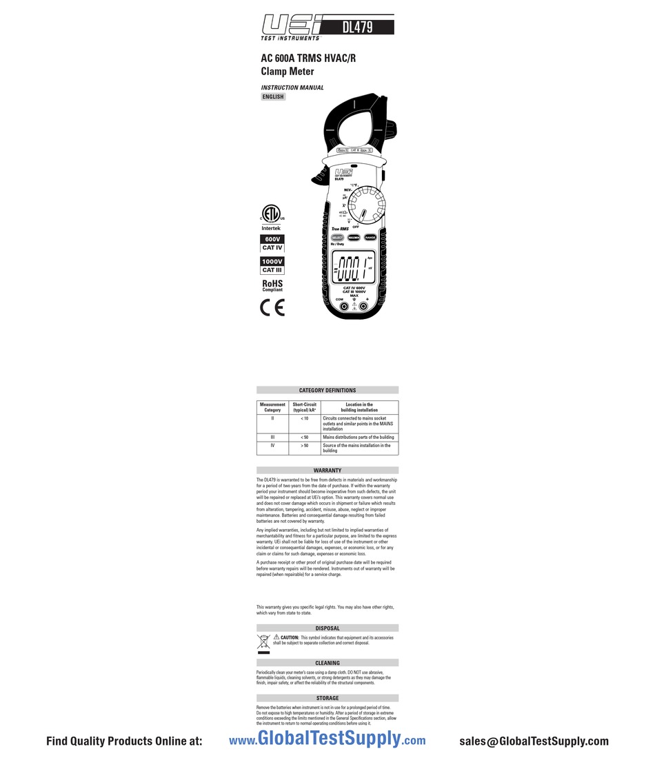 Uei Dl479 Instruction Manual Pdf Download Manualslib