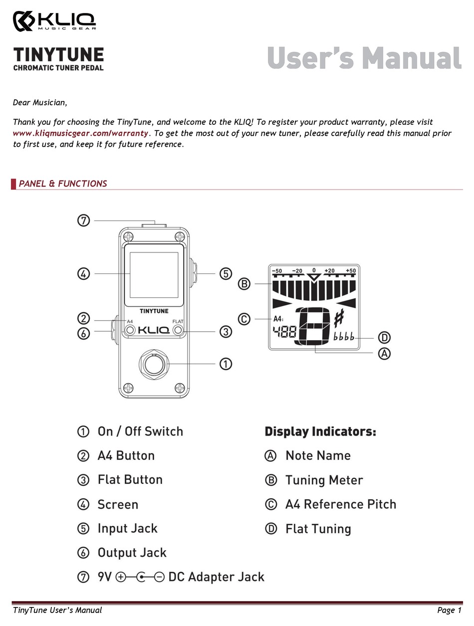 KLIQ TINYTUNE USER MANUAL Pdf Download ManualsLib