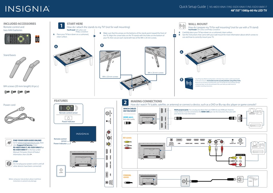 Insignia Ns D Na Quick Setup Manual Pdf Download Manualslib