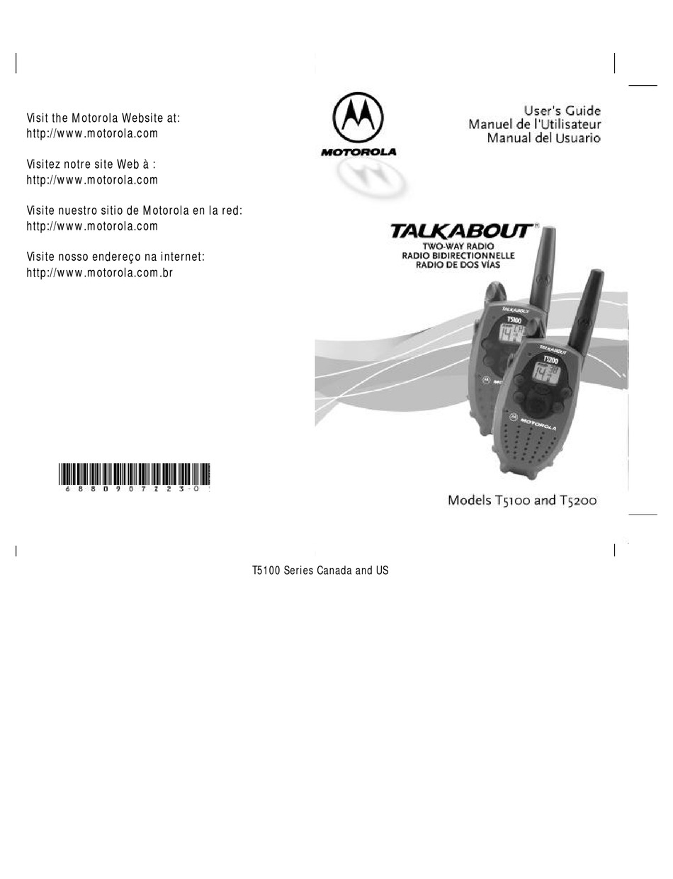 MOTOROLA TALKABOUT T5200 USER MANUAL Pdf Download | ManualsLib