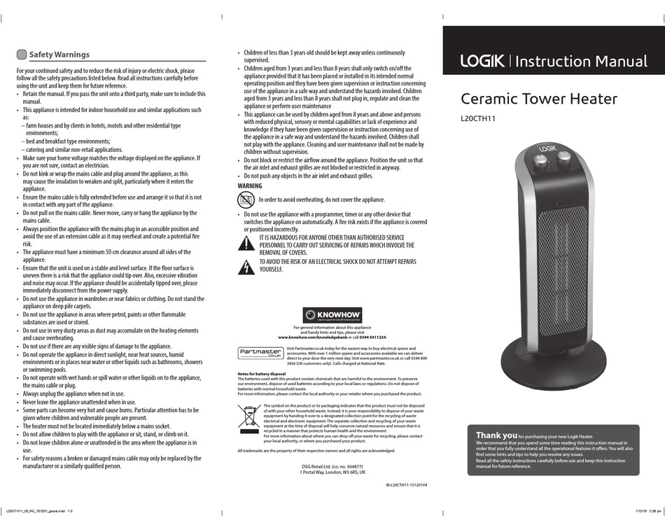 LOGIK L20CTH11 INSTRUCTION MANUAL Pdf Download ManualsLib